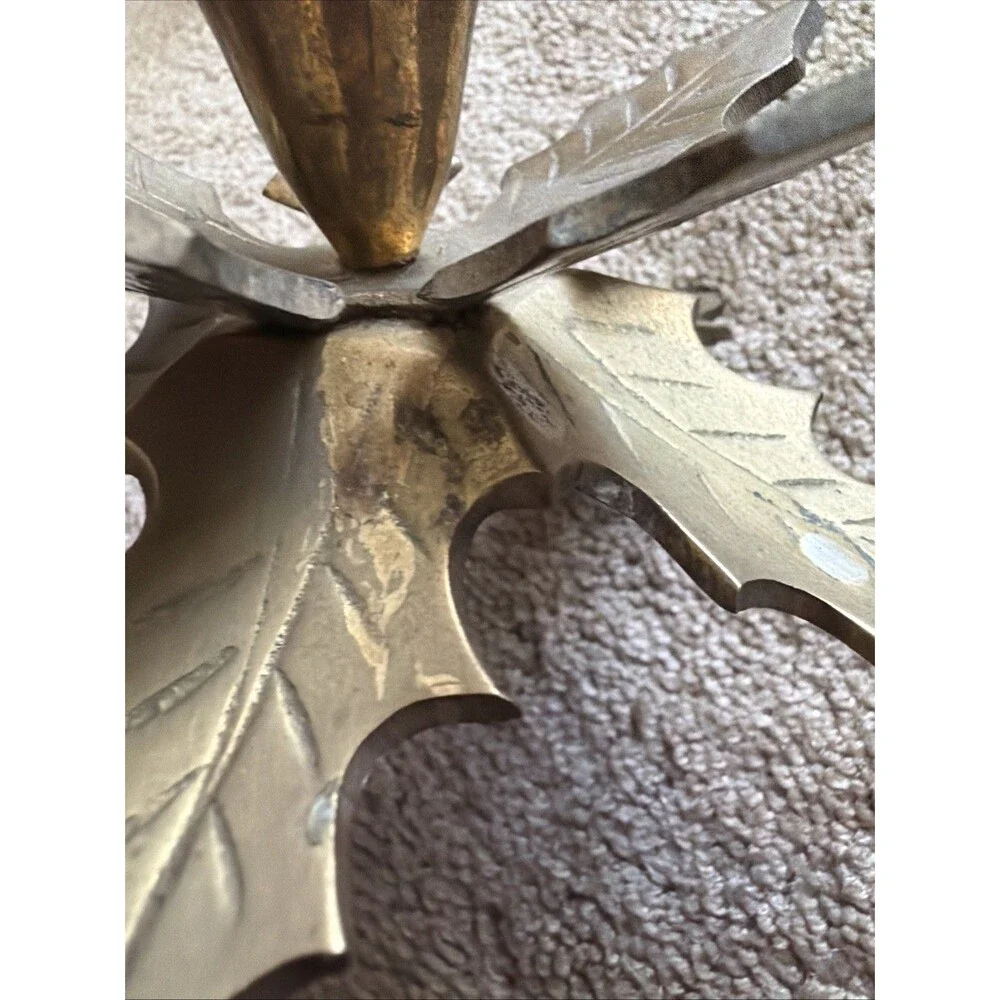Vintage brass Leaf candle holder Home decor Handcrafted Made In India Sticker